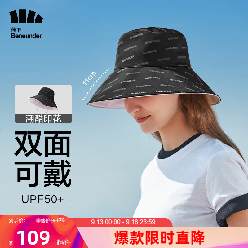蕉下遮阳帽女双面渔夫帽防晒帽男太阳帽子防紫外线 漆夜黑-奶芋紫怎么样,好用不?