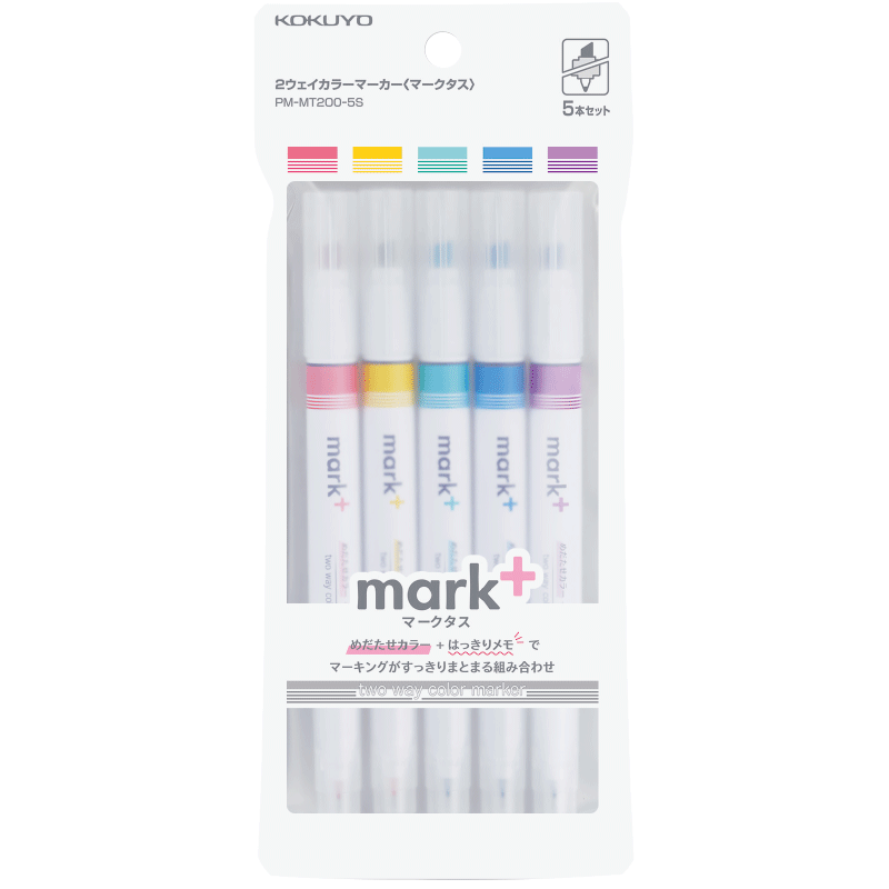 ����(KOKUYO)���ձ��ľߴ��͡�����mark+��ɫӫ��� ѧ���û��ص�Ǻű� ˫ͷ��ɫϵ5ɫ��װ5֧PM-MT200-5S
