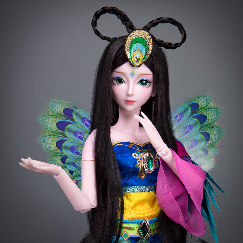 银尘微王默罗丽仙子娃娃儿童玩具女孩礼物 【蓝孔雀】叶罗丽60cm娃娃