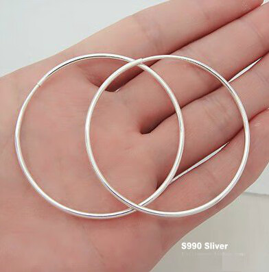 银耳环女时尚气质潮个性耳圈手工银耳饰耳圈韩版5790 麻花款5厘米直径
