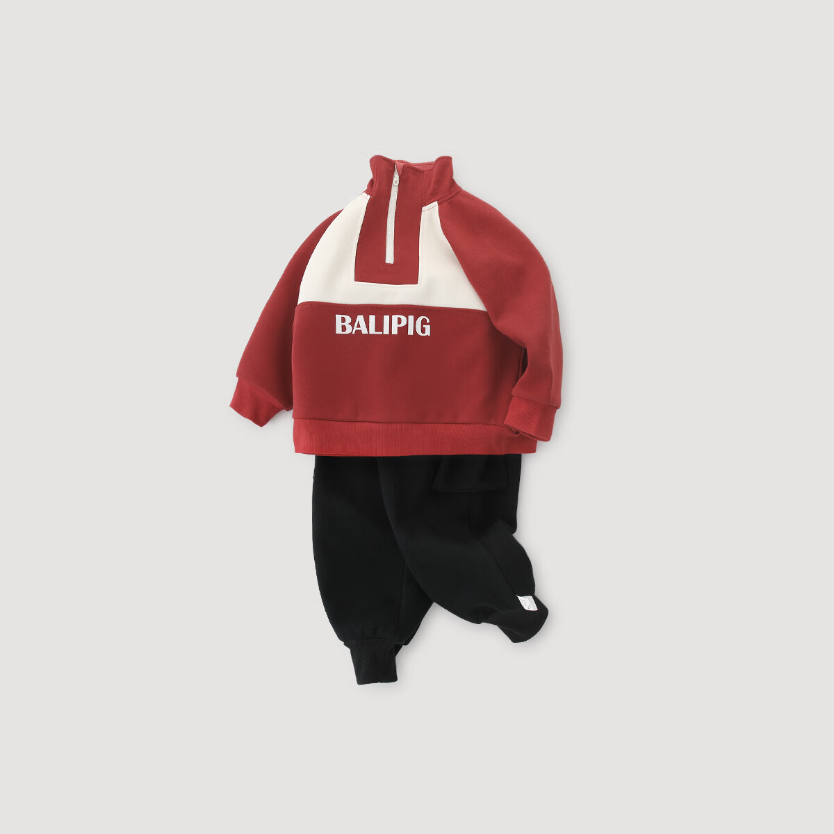 巴厘小猪儿童新年服套装冬季加绒加厚保暖宝宝分体衣服女童两件套男童冬装 嫣红 嫣红 90 cm