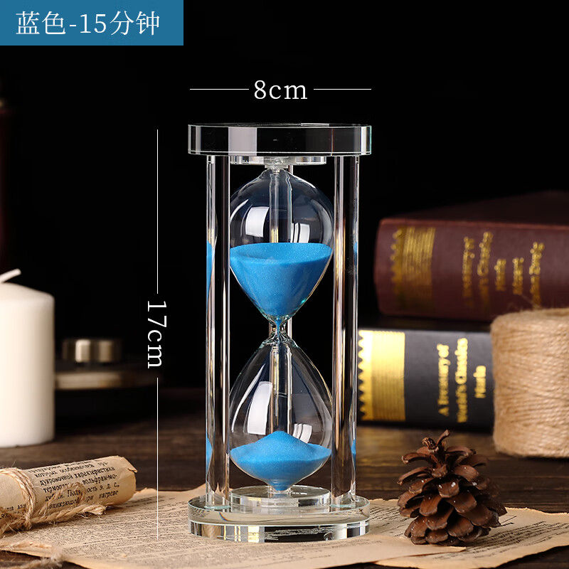 水晶沙漏计时器30/60分钟半小时时间创意酒柜装饰品客厅摆件 圆柱水晶