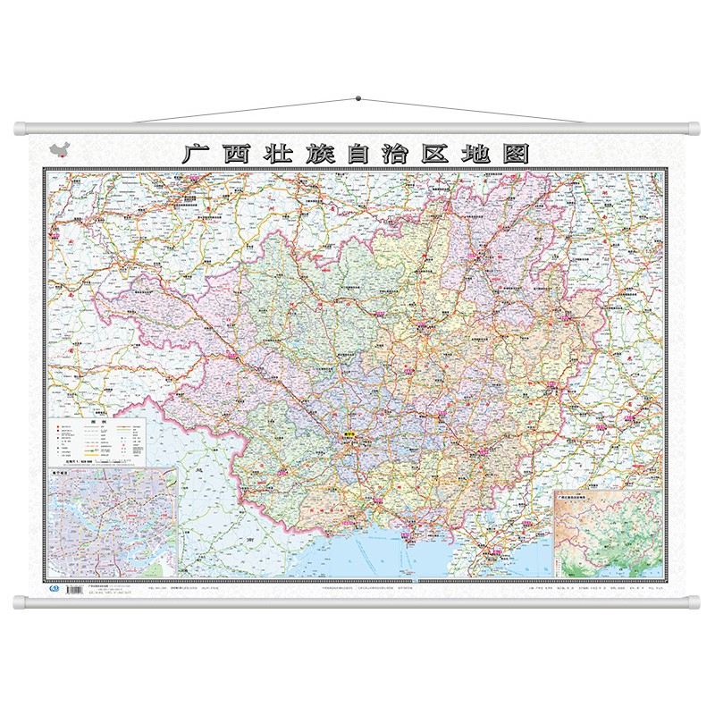 2023年新 广西地图 政区交通地形图 