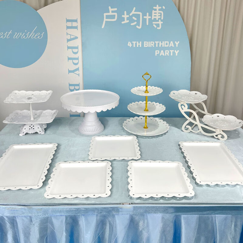 糕点摆盘塑料甜品台展示架摆件冷餐茶歇摆台蛋糕托盘下午茶点心架 八件套