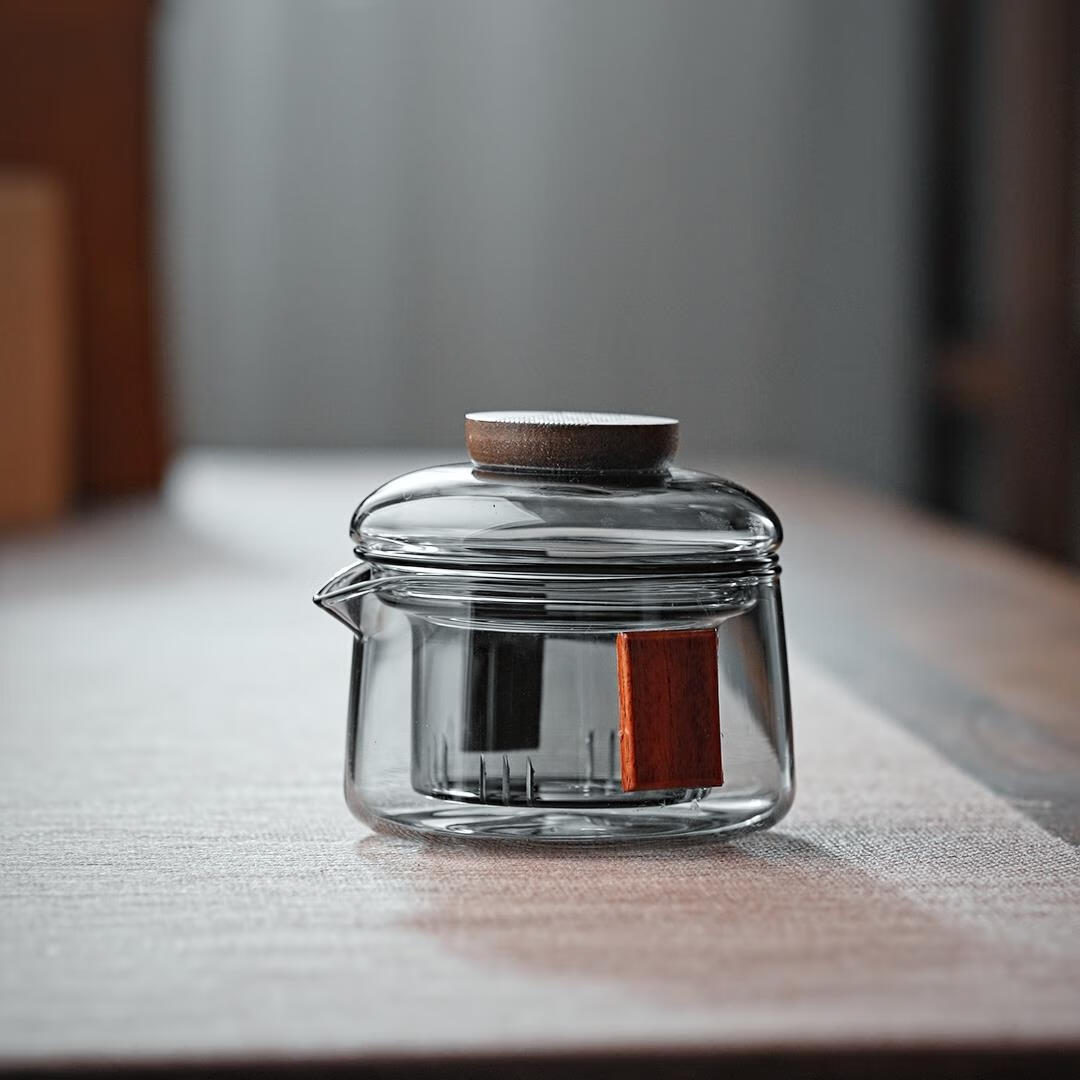 全度玻璃泡茶壶迷你泡茶玻璃小茶壶一人用小容量绿茶专用泡茶器 双耳祥云小墩墩壶 200ml