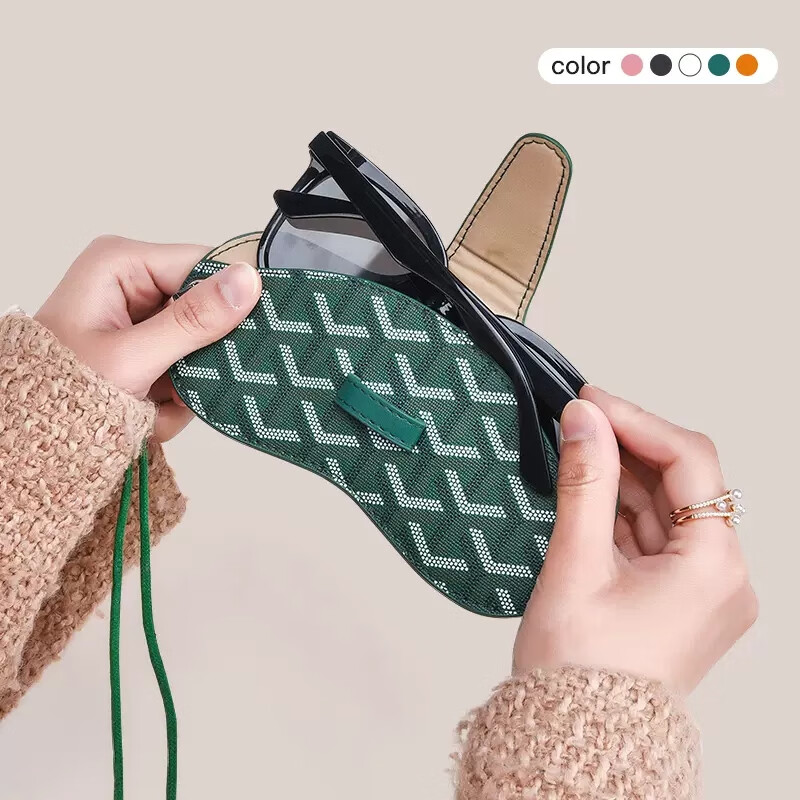 择初挂脖眼镜袋眼镜盒便携女款高级感眼镜包时尚防掉男眼镜收纳墨镜盒 灰色挂绳款【镜布+清洗液】