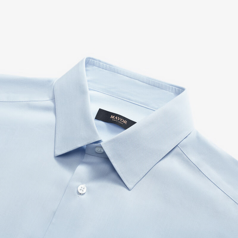MAYOR男装 秋季ALUMO棉莱赛尔面料蓝色长袖衬衫男 浅蓝 38