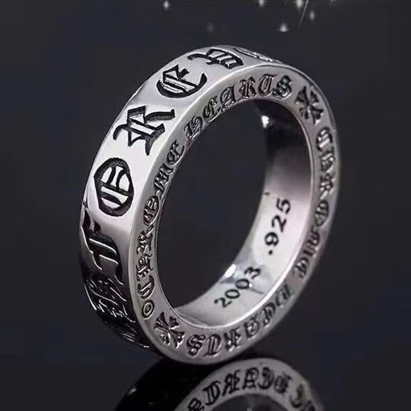 克罗伈戒指女 男女潮流复 银色宽款 美版8号(57mm)