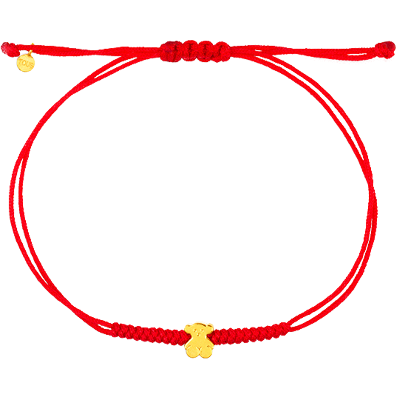 TOUS 桃絲熊經(jīng)典小熊編織紅繩中國紅同款中國風(fēng)情侶禮物疊戴 金色  414831000