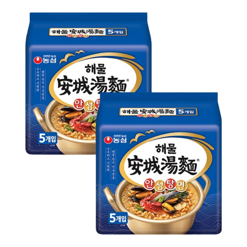 农心（NONGSHIM）安城汤面网红速食面煮面 方便面微辣辛拉面袋装韩国进口食品拉面 安城汤面112g*10袋【海鲜味】