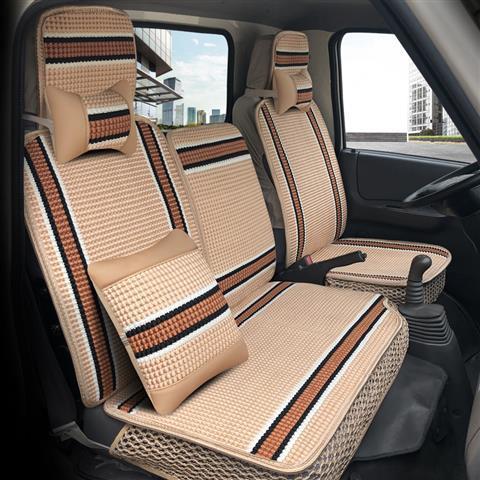 clcey宽体夏季货车座套主驾驶内饰用品坐垫2023新款 米色三人座豪华版