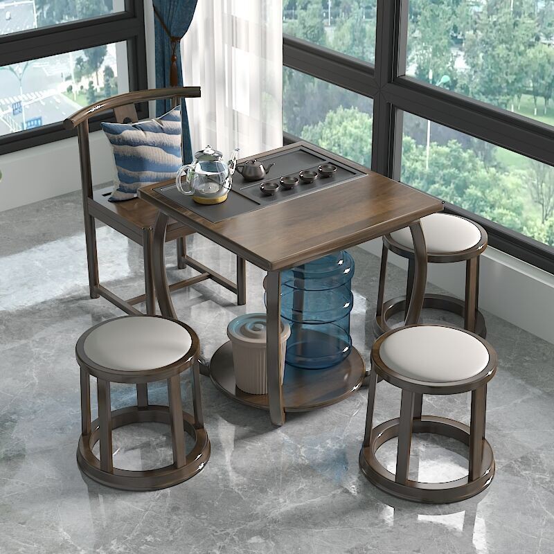 朵饰阳台茶桌椅组合实木家用中式小茶台简约现代功夫泡茶桌乌金石茶桌