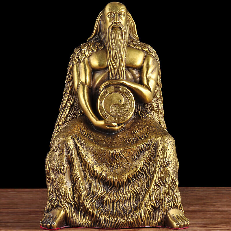 瑞亿祥 铜人王伏羲大帝坐像摆件八卦祖师道教像三皇五帝人文始祖铜像