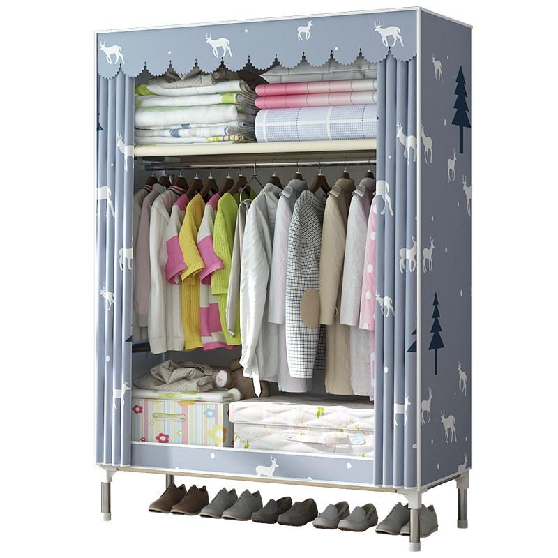 美家星简易衣柜布衣柜牛津布加粗钢管衣橱大容量(防尘防潮)(好安装)(长久稳固耐用)强力加固型