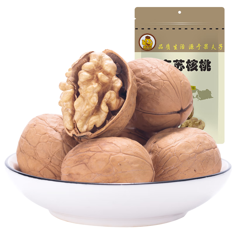 果夫子 阿克苏薄皮生核桃500克 新疆特产原味坚果年货零食