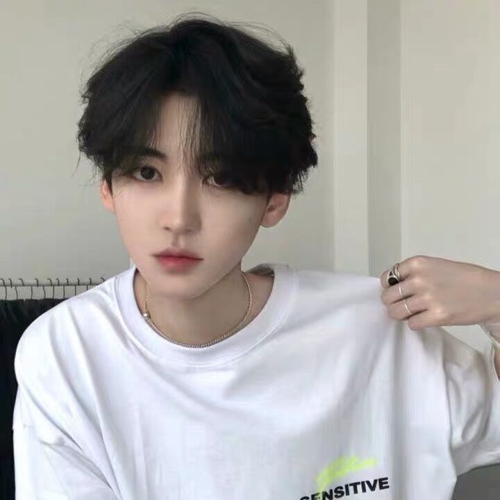 假发男韩版帅气短发中分刘海蓬松短直发正太少年短发整顶发套 自然黑