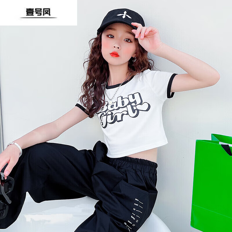 壹号凤露肚子小女孩衣服夏季女童短袖t恤潮流时尚儿童时髦短款夏装大