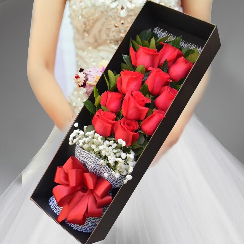 满芬鲜花速递红玫瑰满天星花束表白礼盒送女朋友生日礼物全国同城配送