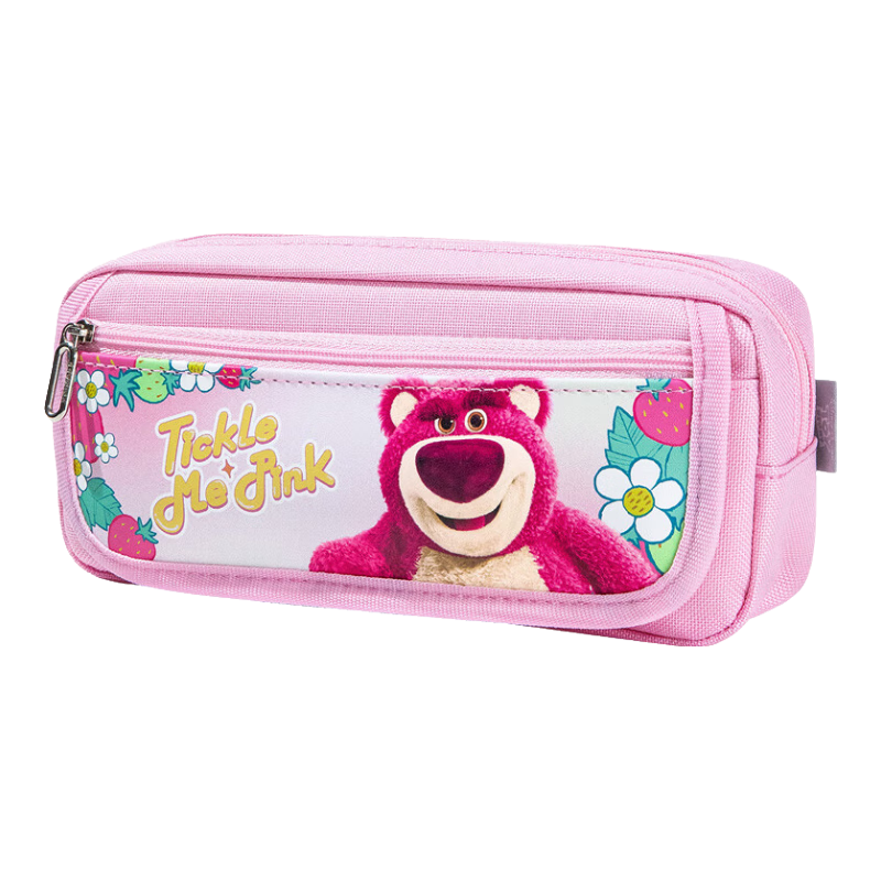 迪士尼（Disney）筆袋小學(xué)生 經(jīng)典雙層大容量收納袋/鉛筆袋/文具盒 高顏值女孩學(xué)習用品 草莓熊A83037-T1