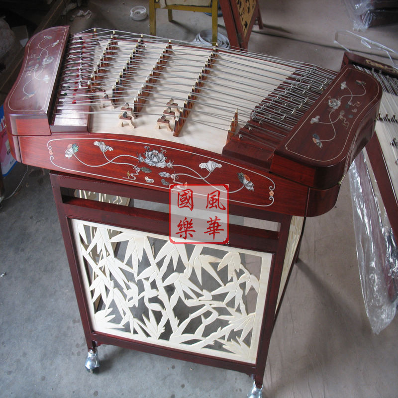 揚(yáng)琴樂器優(yōu)選紅木貝雕蝶式402揚(yáng)琴配盒架子 廠家直銷