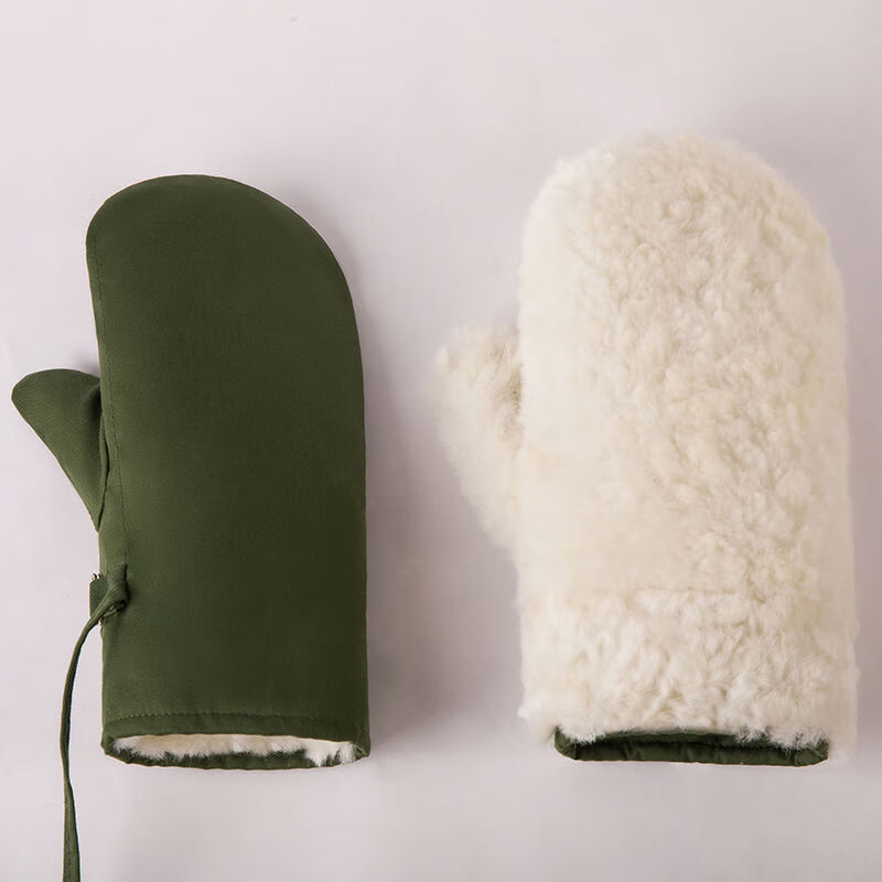 ukcf防寒手套零下二十度新款皮毛一体内胆手套三指闷子手套78加厚冬骑