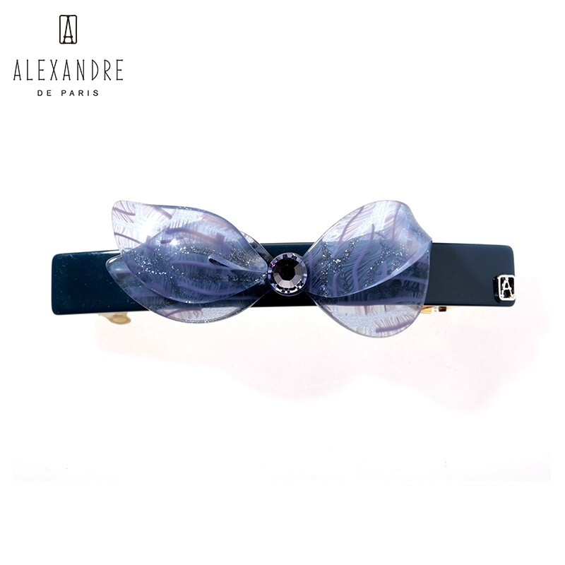 法国亚历山大Alexandre De Paris巧克力8公分发夹顶夹头饰AA8-16408-02 M深蓝色