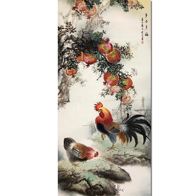 陈景芝《多子多福》手绘工笔画艺术品国画精品字画油画书法水墨画客厅挂画拍卖版画书画玄关装饰画