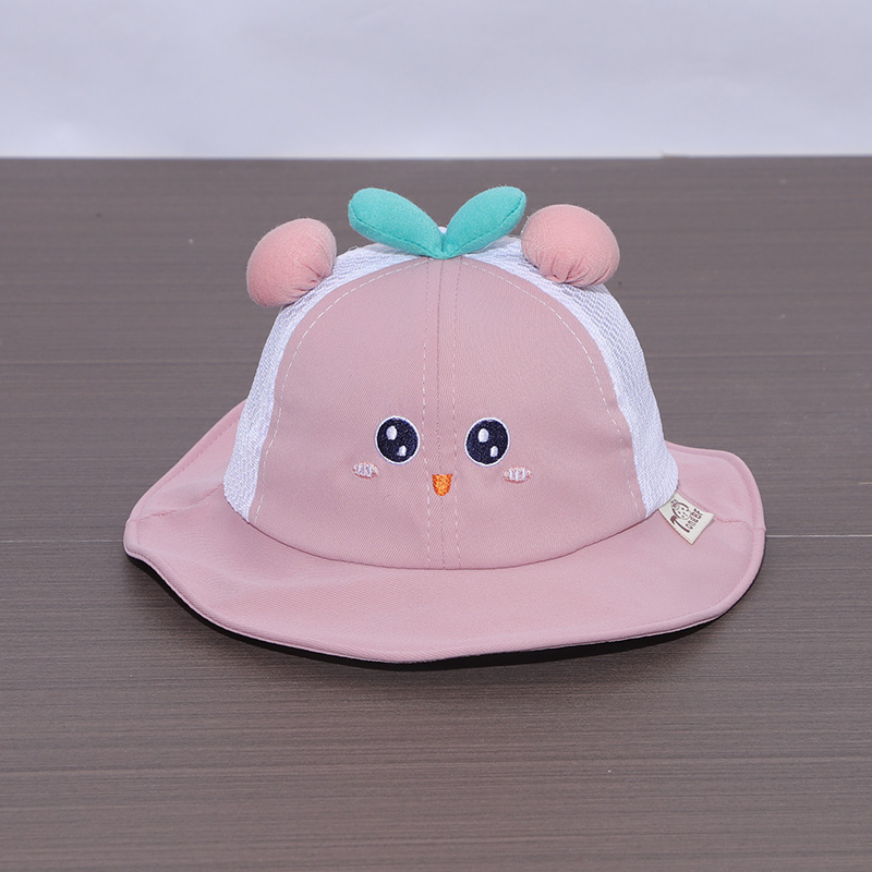 伟baby大眼萌萌半网盆帽-粉色 适合5-20个月宝宝44-46cm头围  均码