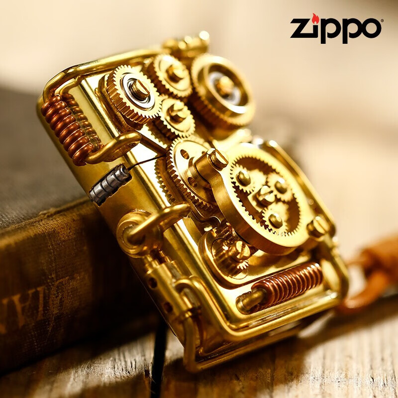 zippo之宝打火机 美国厚重贴章复古机械齿轮联动结构 zp煤油防风火机