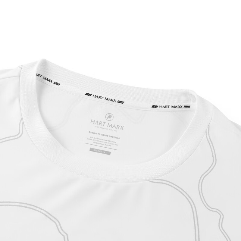 哈特马克斯男士涤氨薄珠地凉感大印花短袖T恤 珍珠白 M (170)