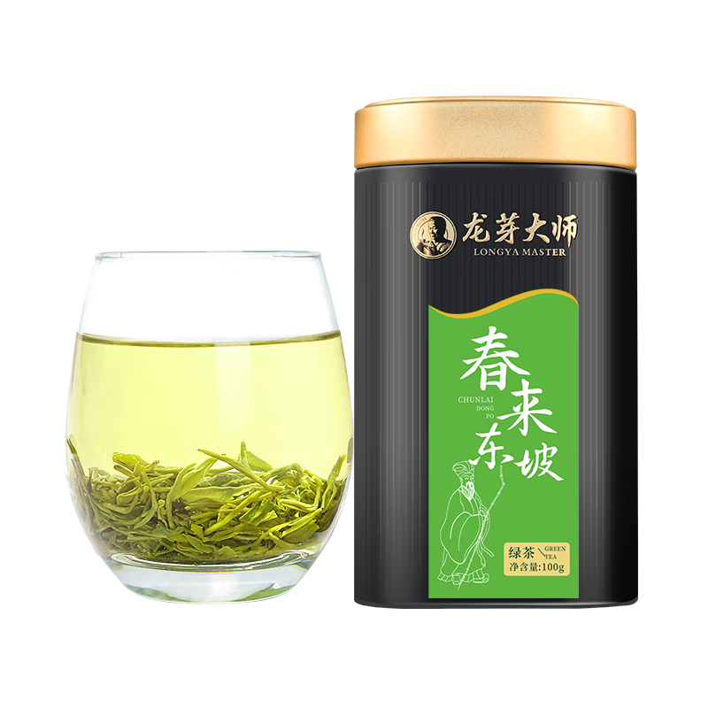 龙芽大师新茶特级茶叶日照高山茶川茶集团明前春来东坡绿茶罐装100g 春来东坡荒野茶 100g*1罐