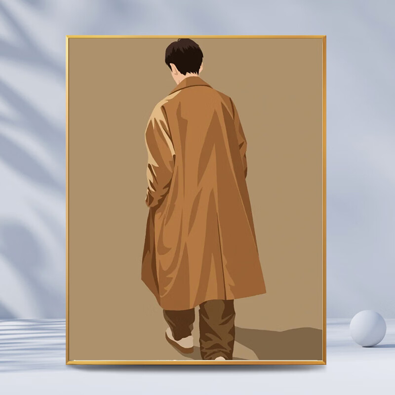 家小博情侣数字油画diy手工填色填充画心理减压人物油彩画装饰画 背影