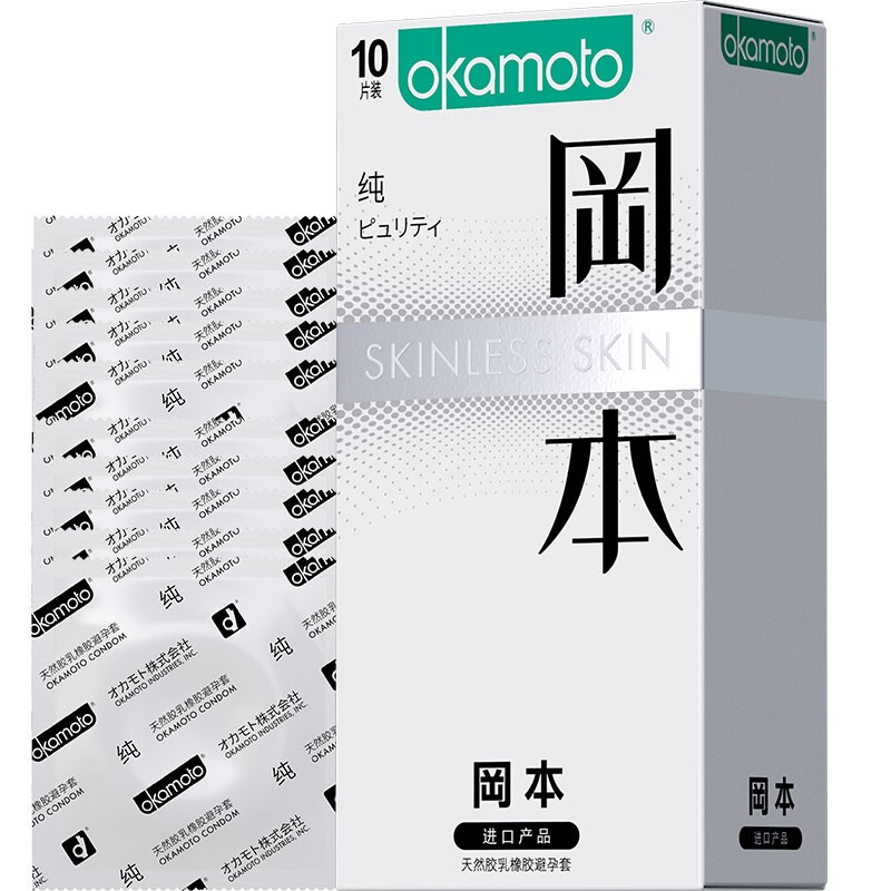 冈本天然胶乳橡胶避孕套 纯薄 粉红色 1盒装