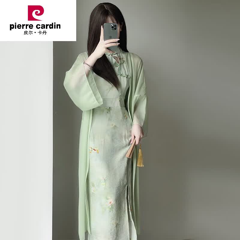 皮尔卡丹(pierre cardin)2023夏季新中式国风气质纯欲禅意挂脖收腰修身绿色改良旗 绿色开衫+旗袍 两件·套 XL使用感如何?
