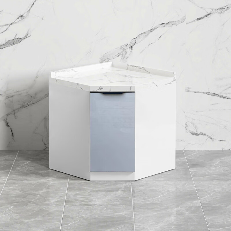 碗柜一体大理石台面简易橱柜厨房灶台柜大理石岩板台面家 钻石转角柜