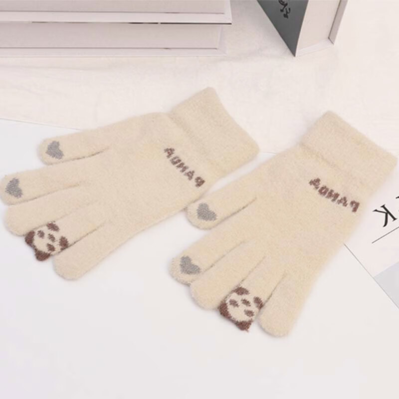 �۲��������ﶬ��Ů���б�ů�Ӻ����ѧ����֯ë�߿ɴ����޿ɰ�������ָ �װ�ɫ 6.9Ԫ