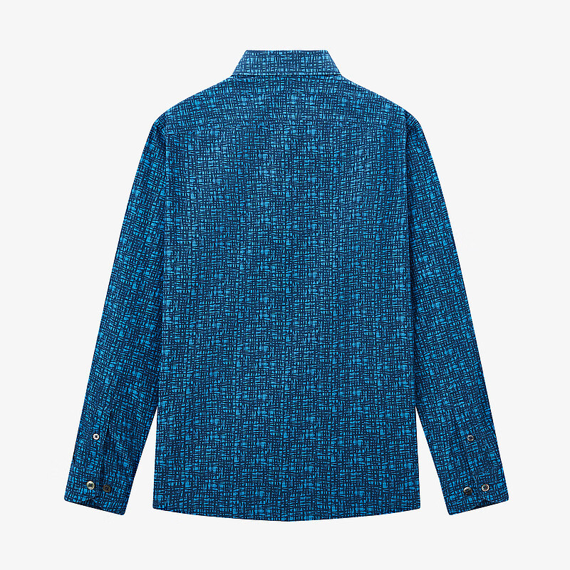 MAYOR男装 春夏棉丝印花透气休闲时尚长袖男衬衫 蓝色 38