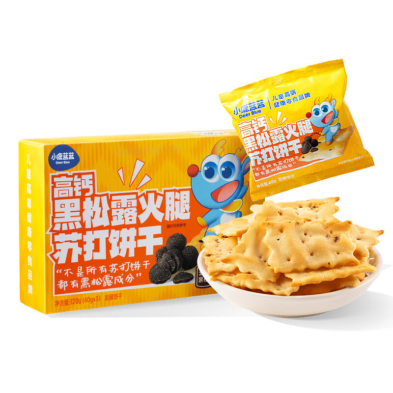 小鹿蓝蓝【任选专区三】糖果果条山楂棒牛乳糖宝宝零食辅食盒 黑松露火腿苏打饼干/120g