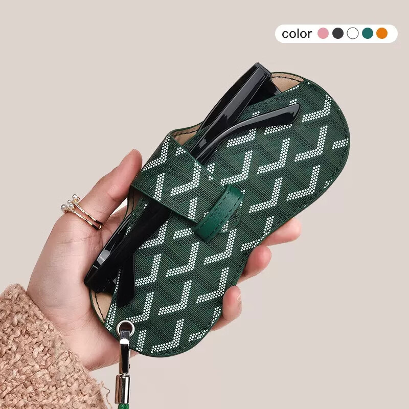 择初挂脖眼镜袋眼镜盒便携女款高级感眼镜包时尚防掉男眼镜收纳墨镜盒 灰色挂绳款【镜布+清洗液】