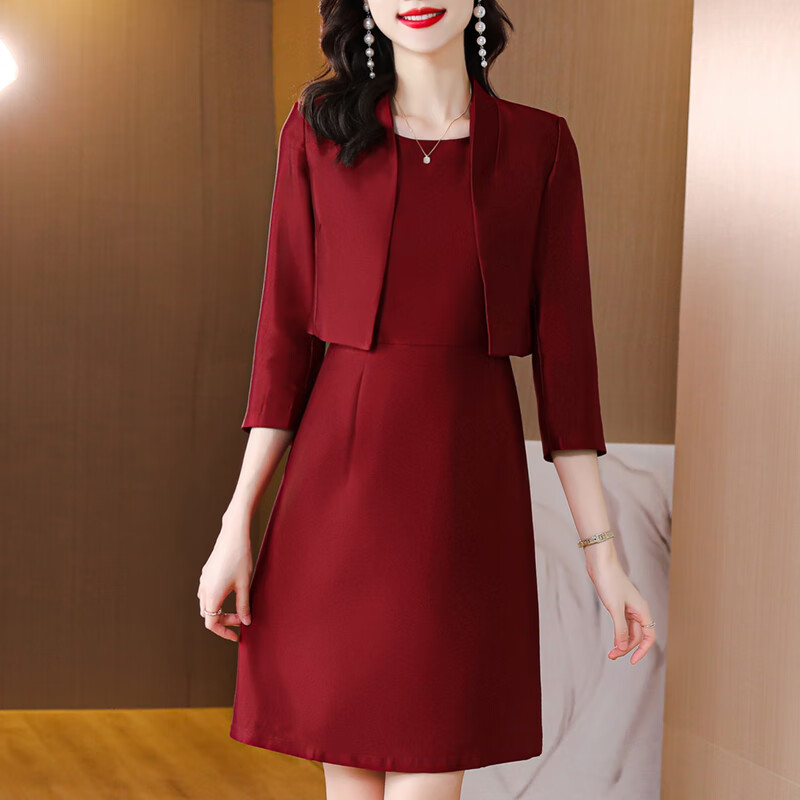 达圣派参加婚礼穿的衣服女套装冬季喜婆婆婚宴装本命年妈妈结服服两件