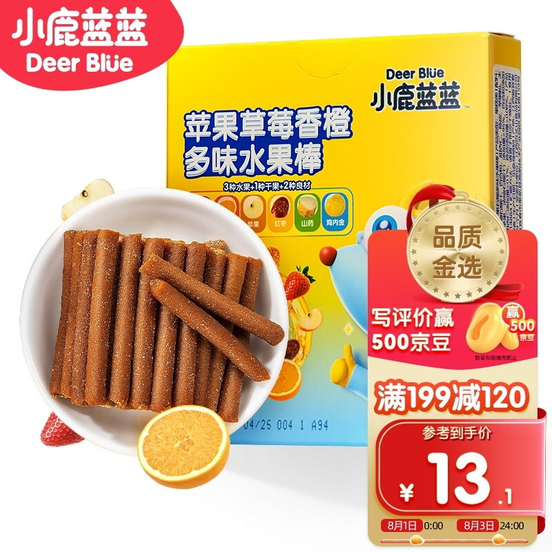小鹿蓝蓝多味水果棒 宝宝零食儿童零食 水果条鲜果制作 苹果草莓香橙味42g怎么看?