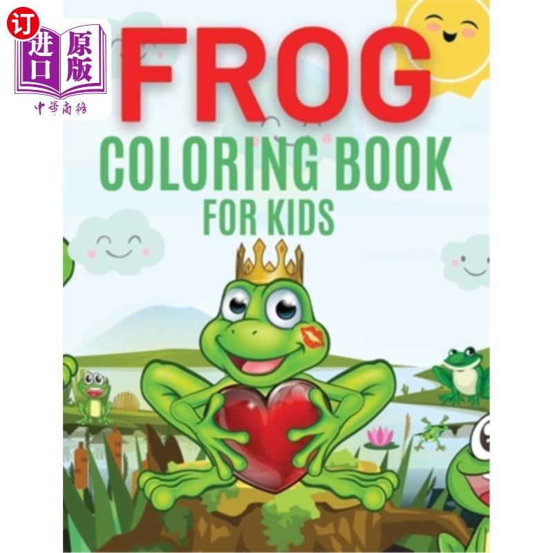 海外直订frog coloring book for kids 儿童青蛙涂色书