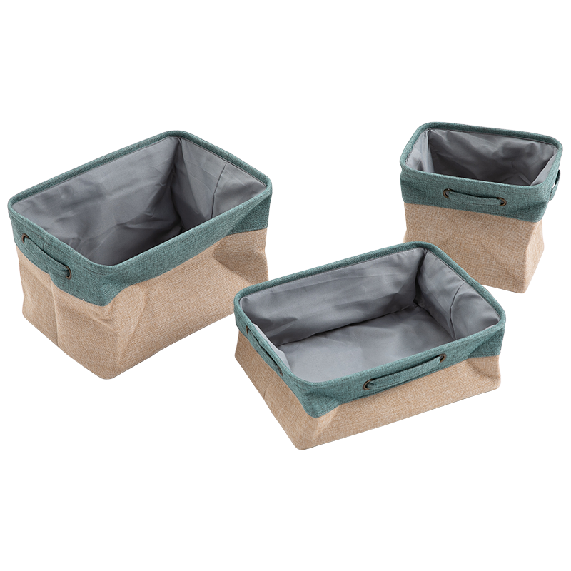 全友家居 布艺收纳盒三件套 桌面收纳筐 可折叠收纳整理箱 篮子宿舍神器DX115027 收纳三件套