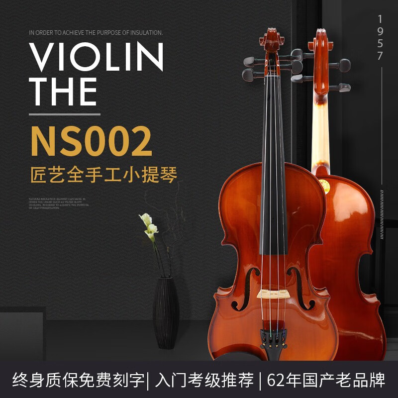 红棉（Kapok）小提琴成人初学者儿童手工大学生专业级演奏NS002 NS002标配+赠品 1/2 身高135cm左右适用