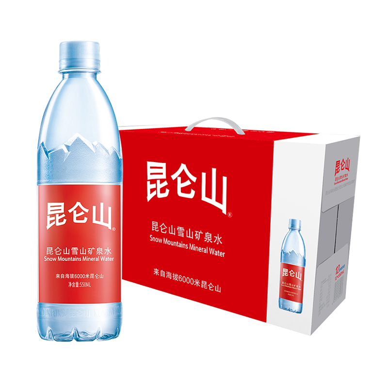 昆仑山矿泉水 饮用天然弱碱性 500ml*12瓶 整箱装 高端矿泉水