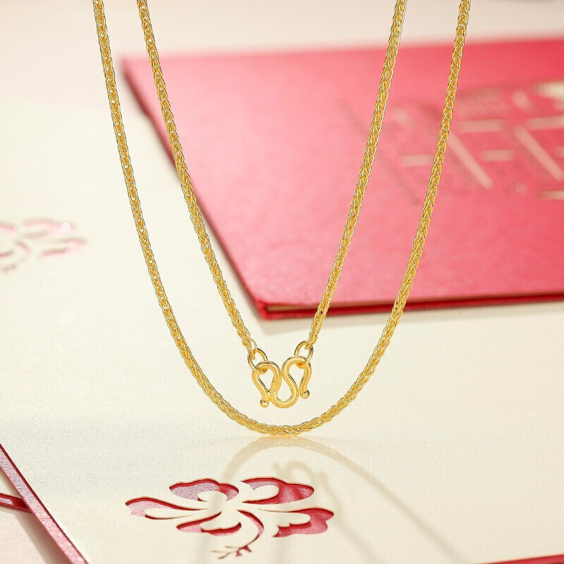 潮宏基chjjewellery幸福美满足金黄金项链女款计价xxg30000949约535g