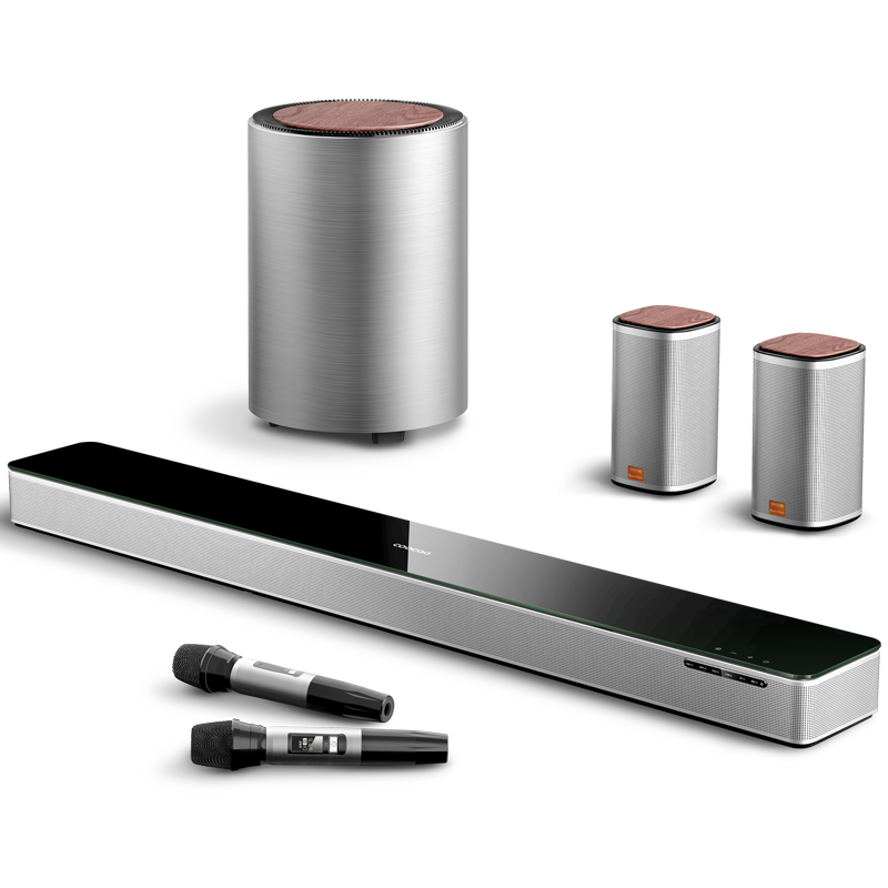 酷开创维电视音响 家庭影院 回音壁5.1声道 杜比DTS双解码 无线低音炮环绕麦克风K歌音箱套装 max7【真5.1金属K歌音箱套装】 高端家庭K歌影院套装