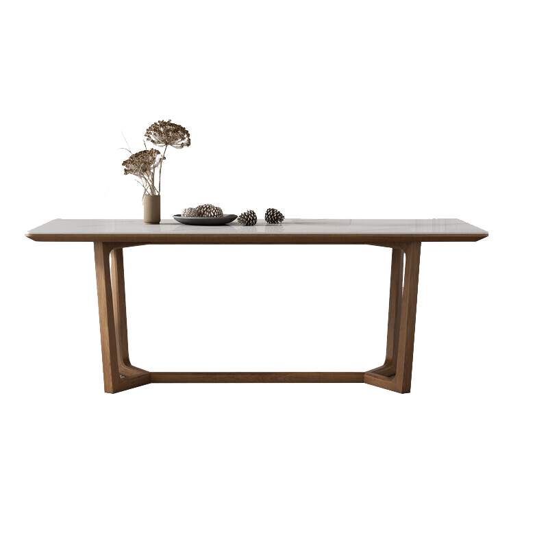 麦纪 北欧风实木岩板餐桌家用小户型现代简约长方形饭桌 1.6*0.8米餐桌  一桌八椅