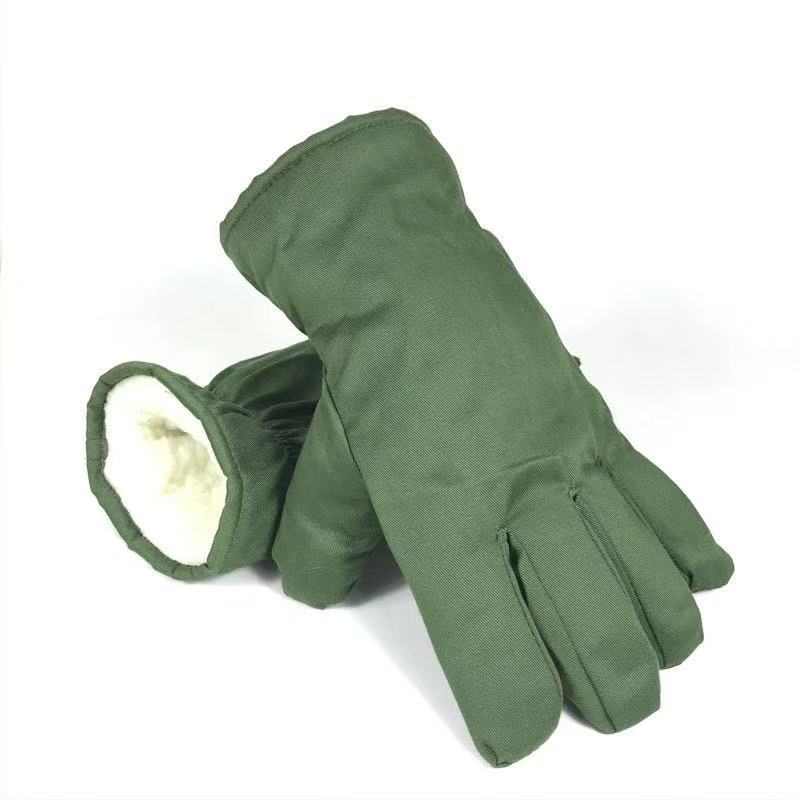 春景夜雪冬季老式手套男军绿色棉手套手闷子加毛加厚连指保暖连指