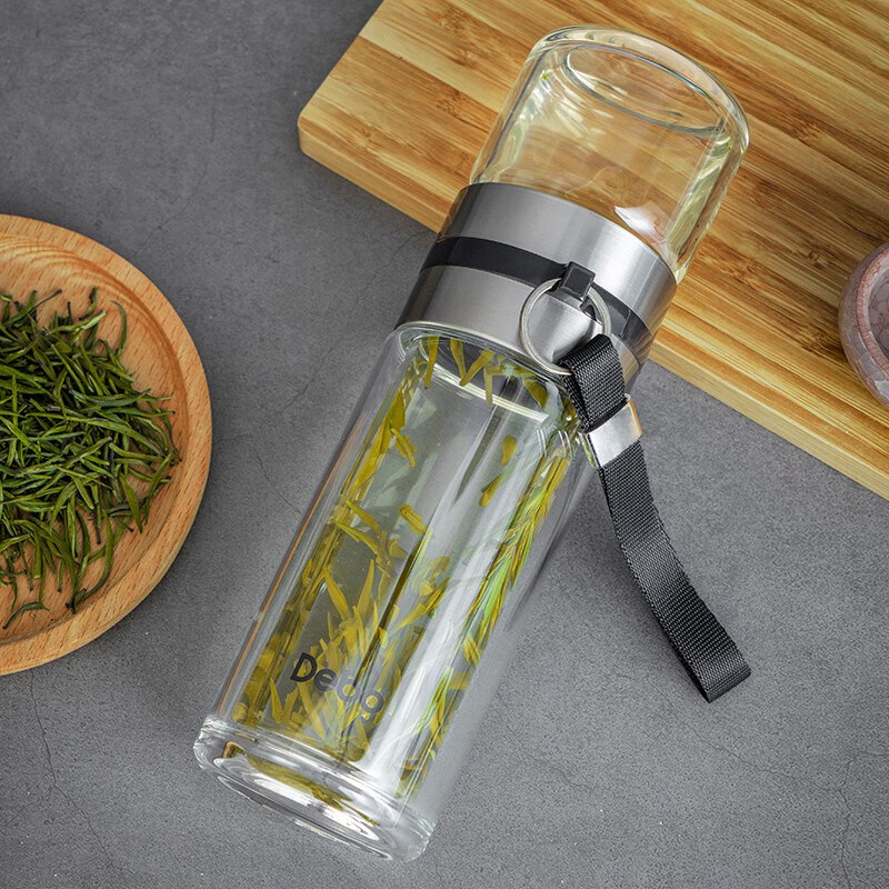 Debo德铂茶水分离杯茶大容量双层玻璃带盖便携高档泡茶杯 茶水分离杯茶 260ml